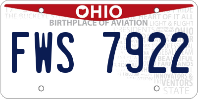 OH license plate FWS7922