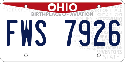 OH license plate FWS7926