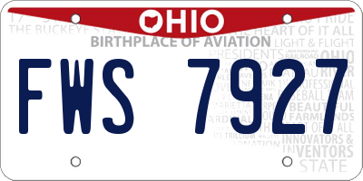 OH license plate FWS7927