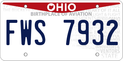 OH license plate FWS7932