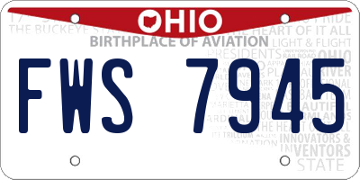 OH license plate FWS7945