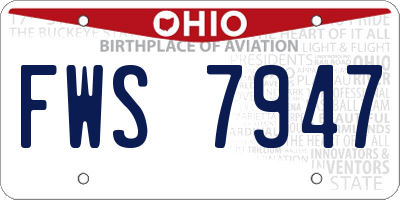 OH license plate FWS7947