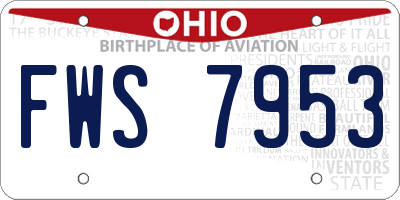 OH license plate FWS7953