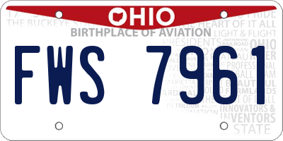 OH license plate FWS7961