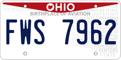 OH license plate FWS7962