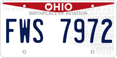 OH license plate FWS7972