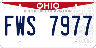 OH license plate FWS7977
