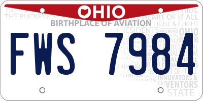 OH license plate FWS7984