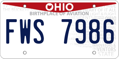OH license plate FWS7986