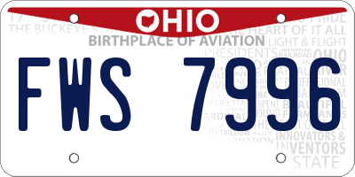 OH license plate FWS7996