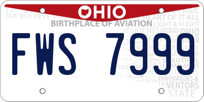 OH license plate FWS7999