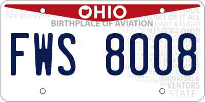 OH license plate FWS8008
