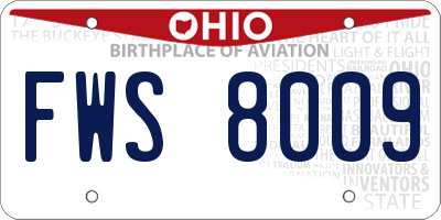 OH license plate FWS8009