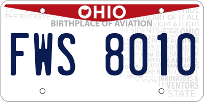 OH license plate FWS8010