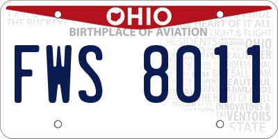 OH license plate FWS8011
