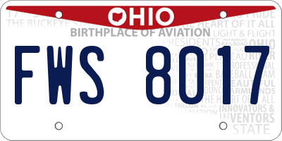 OH license plate FWS8017
