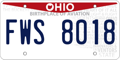 OH license plate FWS8018