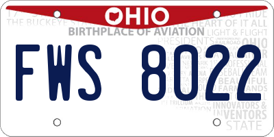 OH license plate FWS8022