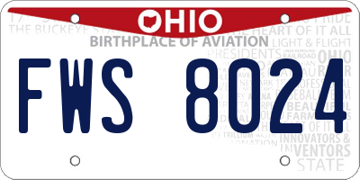OH license plate FWS8024