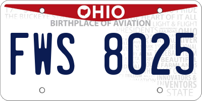 OH license plate FWS8025