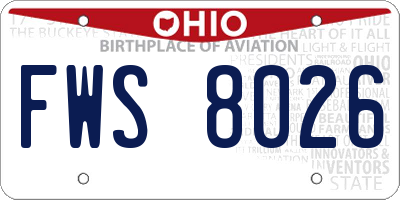 OH license plate FWS8026