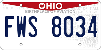 OH license plate FWS8034