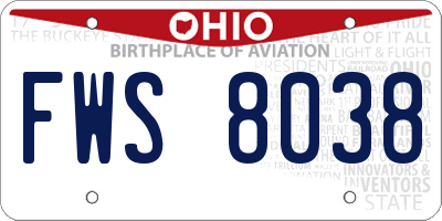 OH license plate FWS8038