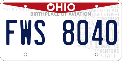 OH license plate FWS8040