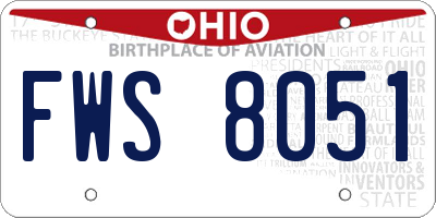 OH license plate FWS8051