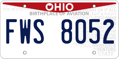 OH license plate FWS8052