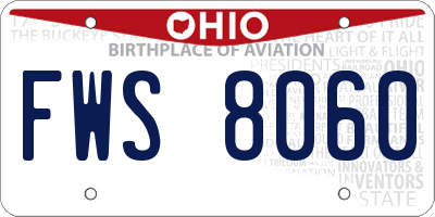 OH license plate FWS8060