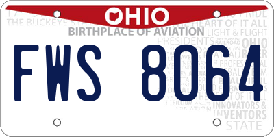 OH license plate FWS8064