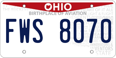 OH license plate FWS8070