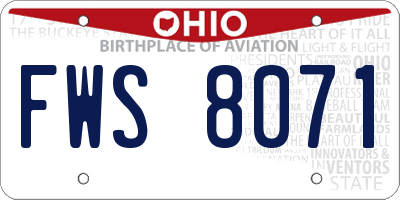 OH license plate FWS8071