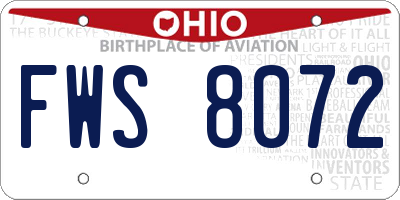 OH license plate FWS8072