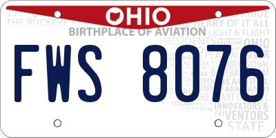 OH license plate FWS8076