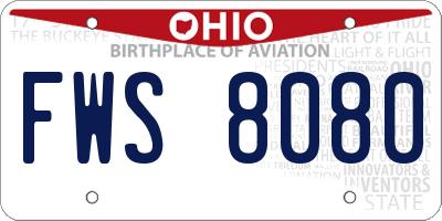 OH license plate FWS8080