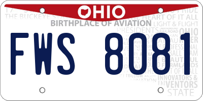 OH license plate FWS8081