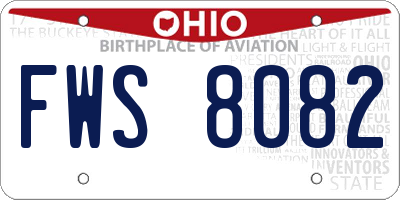 OH license plate FWS8082