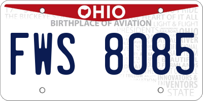 OH license plate FWS8085