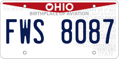 OH license plate FWS8087