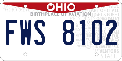 OH license plate FWS8102