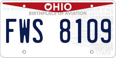 OH license plate FWS8109