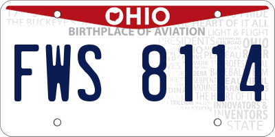 OH license plate FWS8114