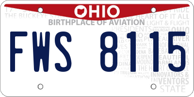 OH license plate FWS8115