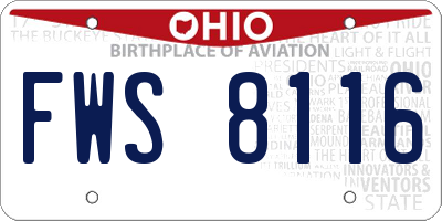 OH license plate FWS8116