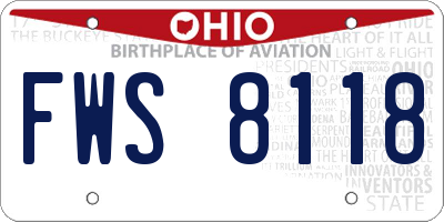 OH license plate FWS8118