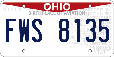 OH license plate FWS8135