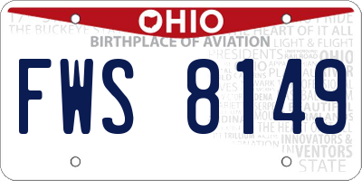 OH license plate FWS8149