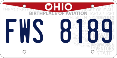 OH license plate FWS8189